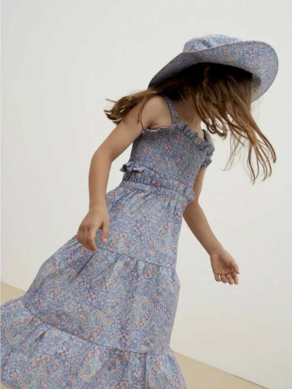 The New Society Albertina Girls Dress in Liberty Floral Print Blue/Pink Size M